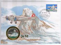 FDC mit M&uuml;nze Junkers Ju-52 1995 (Swissair)
